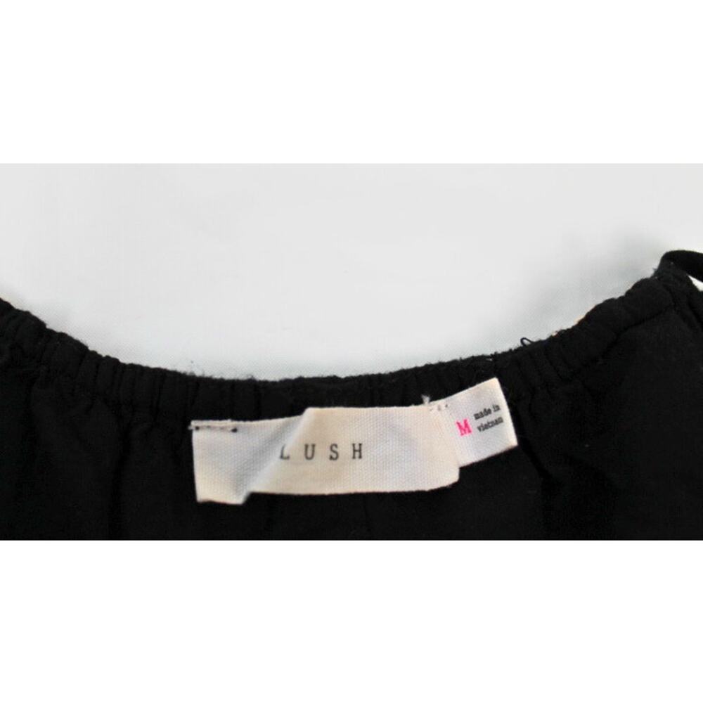 Lush Boho Halter Dress Sz Med Black Embroidered Shift Festival Cowgirl Flowy LBD - Picture 5 of 8